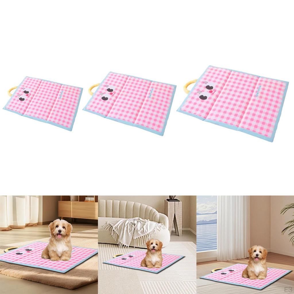 Cooling Carpet for Pets Tafl Cool, Compact Versatile Machine Washable, Portable Handle Pad Cats of