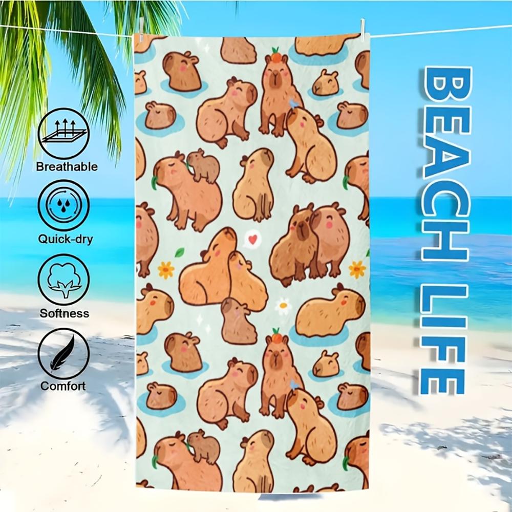1pc Multiple Cute Animal Print Quick-Dry Beach Towels, Soft Breathable Summer Beach Essential
