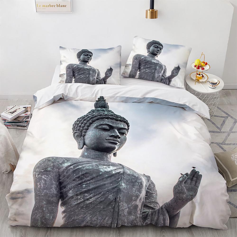 3D Buddha Print Bedding Set Meditation Duvet Covers With Pillow Cover Case Home Decor Bed Clothes Double Queen King Size