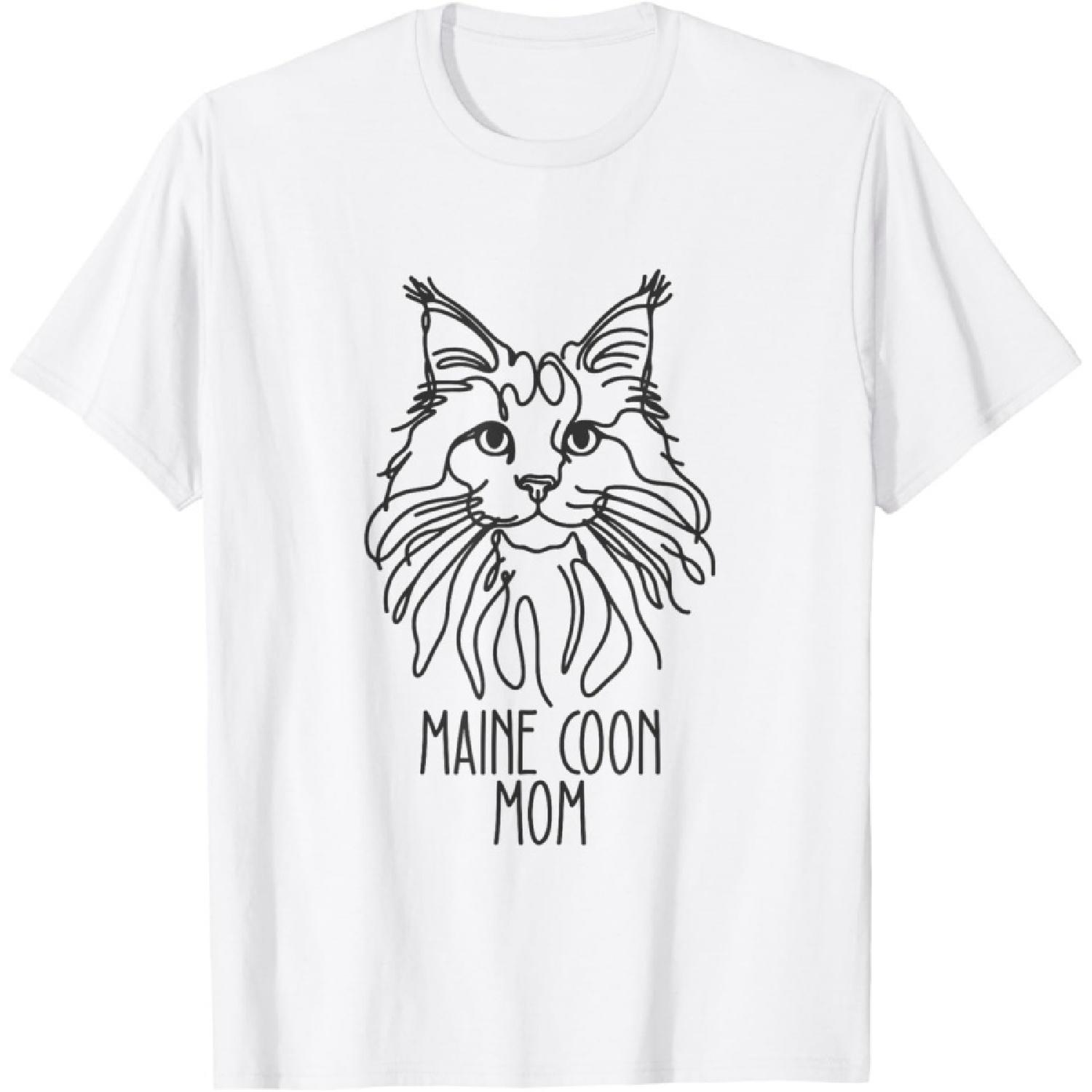 Line Art Best Cat Mom Women - Maine Coon Cat T-Shirt XXXXXL белый