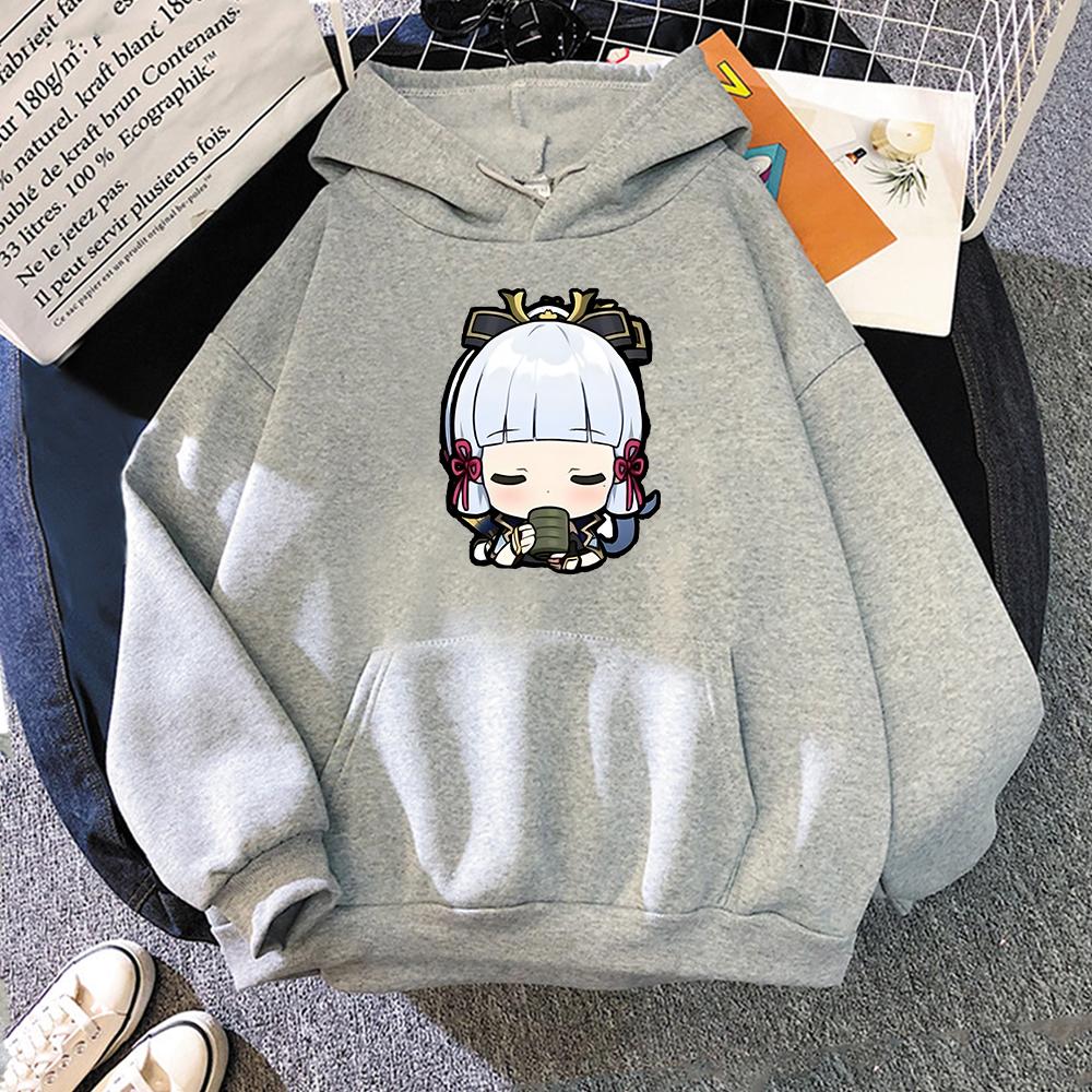 Kawaii Game Role Ayaka Print Hoodies Genshin Impact Sweatshirt Women Fashion Oversize Itself Long Sleeve Pullover Sudaderas Y2k Men Tops
