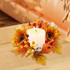 Candle Ring Artificial Wreath Pumpkin Rustic Maple Leaves Party Supplies Home Decoration Harvest Wreath Holiday Tabletop Party
