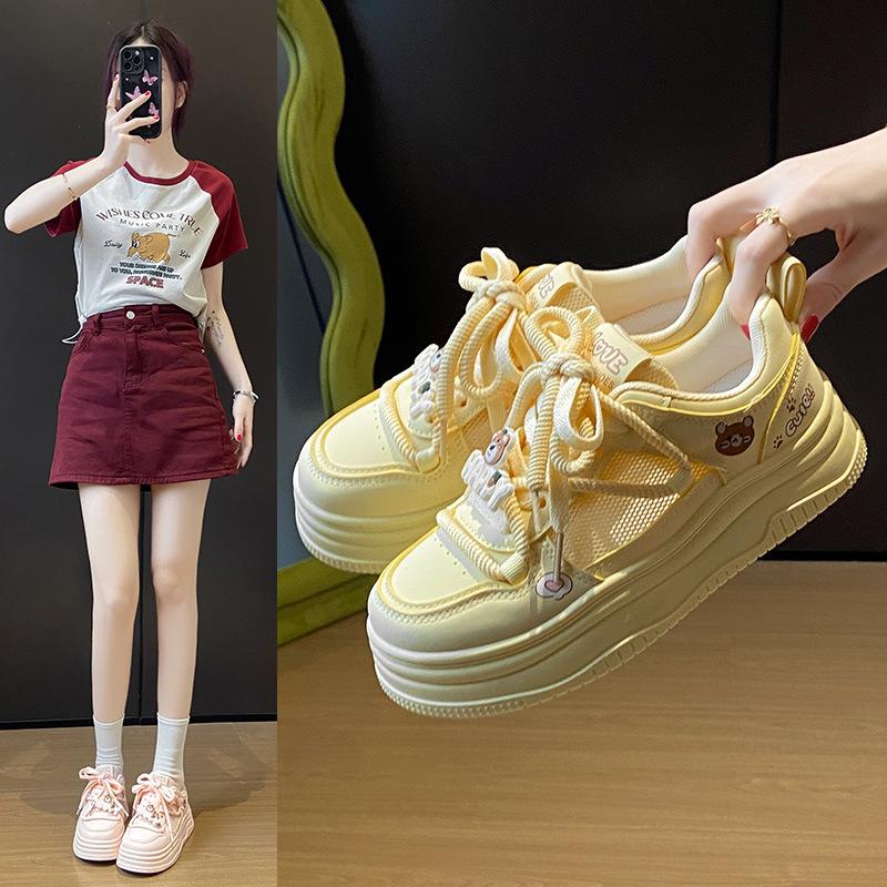 Fashion 2025 New Spring Comfortable Breathable Mesh Shoes Korean Version Students Sports Versatile Casual Shoes Platform Sneakers Women