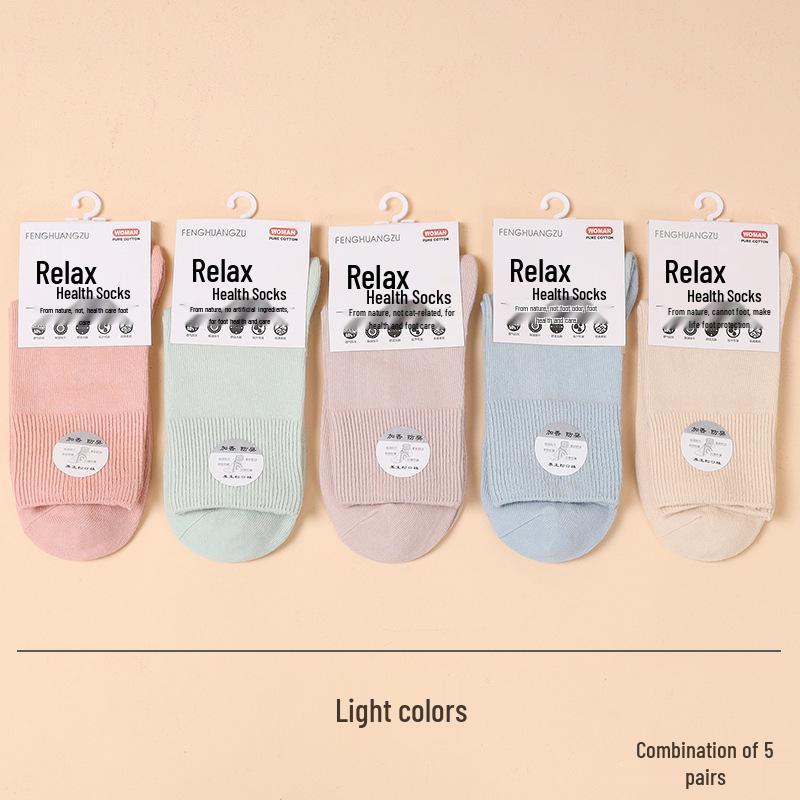 Women's Loose Fit Postpartum Socks: Non-Constricting, Double-Needle, Odor-Resistant, Sweat-Absorbing, Mid-Calf for Swollen Feet, All-Season.