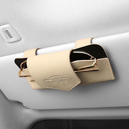 

[DURASIKO] Чехол для очков в автомобиль, Держатель для солнцезащитных очков, Карман на солнцезащитном козырьке, Хранение очков/солнцезащитных очков, Кожаный материал, Магнитное открытие, Салон автомобиля Или