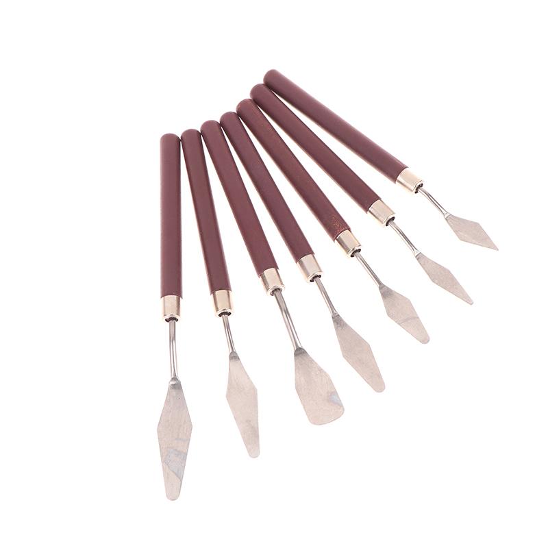 7Pcs Stainless Steel Oil Painting Knives Artist Crafts Spatula Palette Knife Mixing Knife Scraper Art Tools