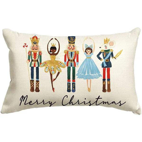 New Christmas Style Simple Letter Double-sided Printed Linen Pillow for Home Decoration, Sofa Waist Pillowcase