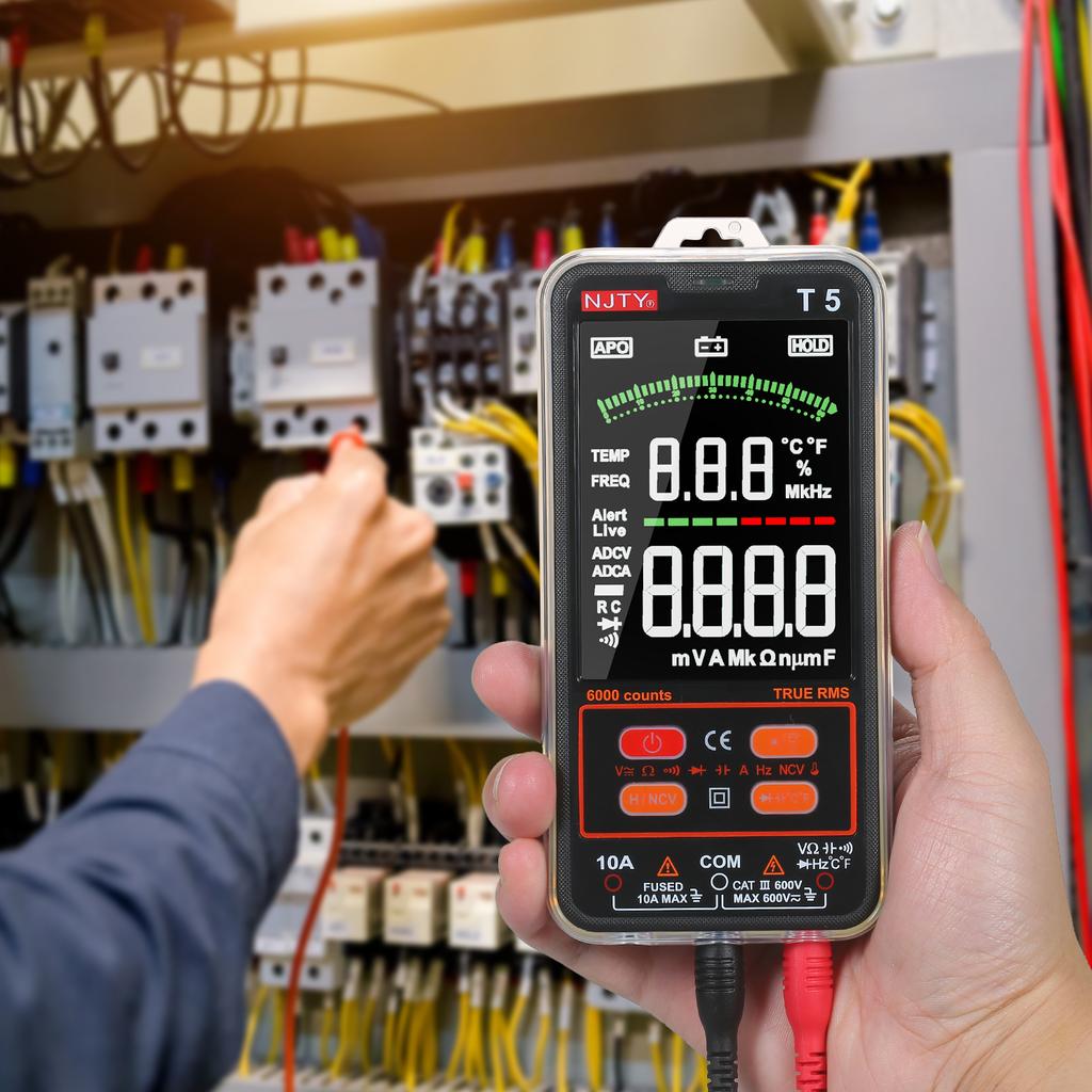 NJTY T5 6000 comptes multimètre True RMS testeur universel numérique grand écran LCD de 3.8 pouces