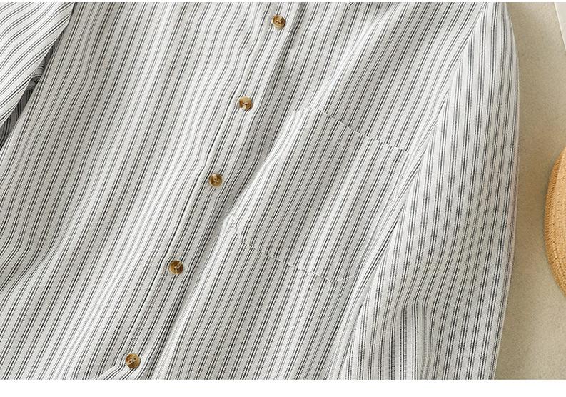 Artistic Cotton Linen Striped Long Sleeve Casual Loose Plus Size Shirt 2025