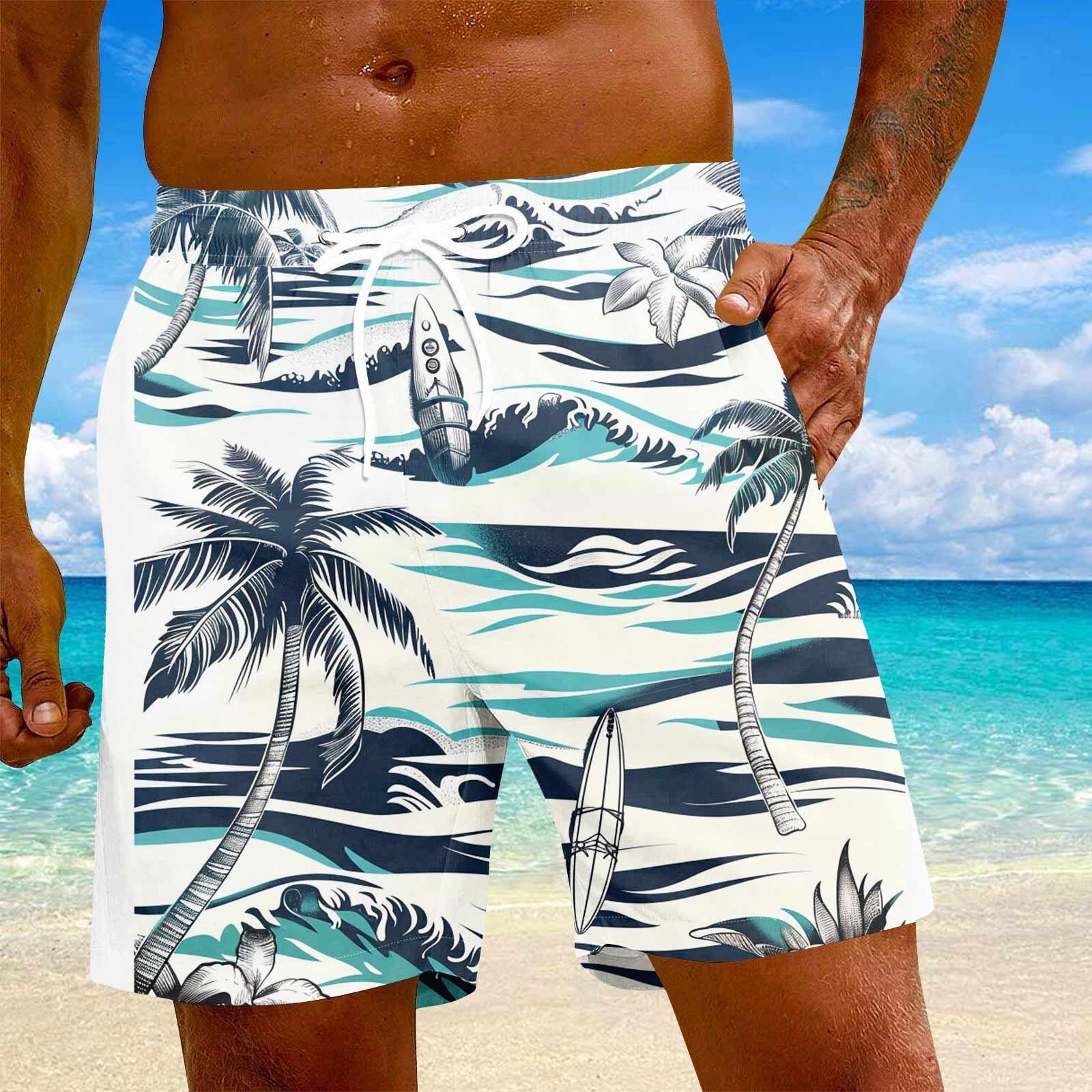 

Мужские модные гавайские принты с эластичной талией, повседневные штаны для йоги, пляжные шорты XXXXL белый