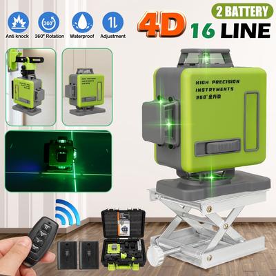 360° krížový nivelačný laser 8/12/16 línií 4D/3D laser nivelačný prístroj so zeleným lúčom Multifunkčné a diaľkové ovládanie s lítium-iónovou batériou