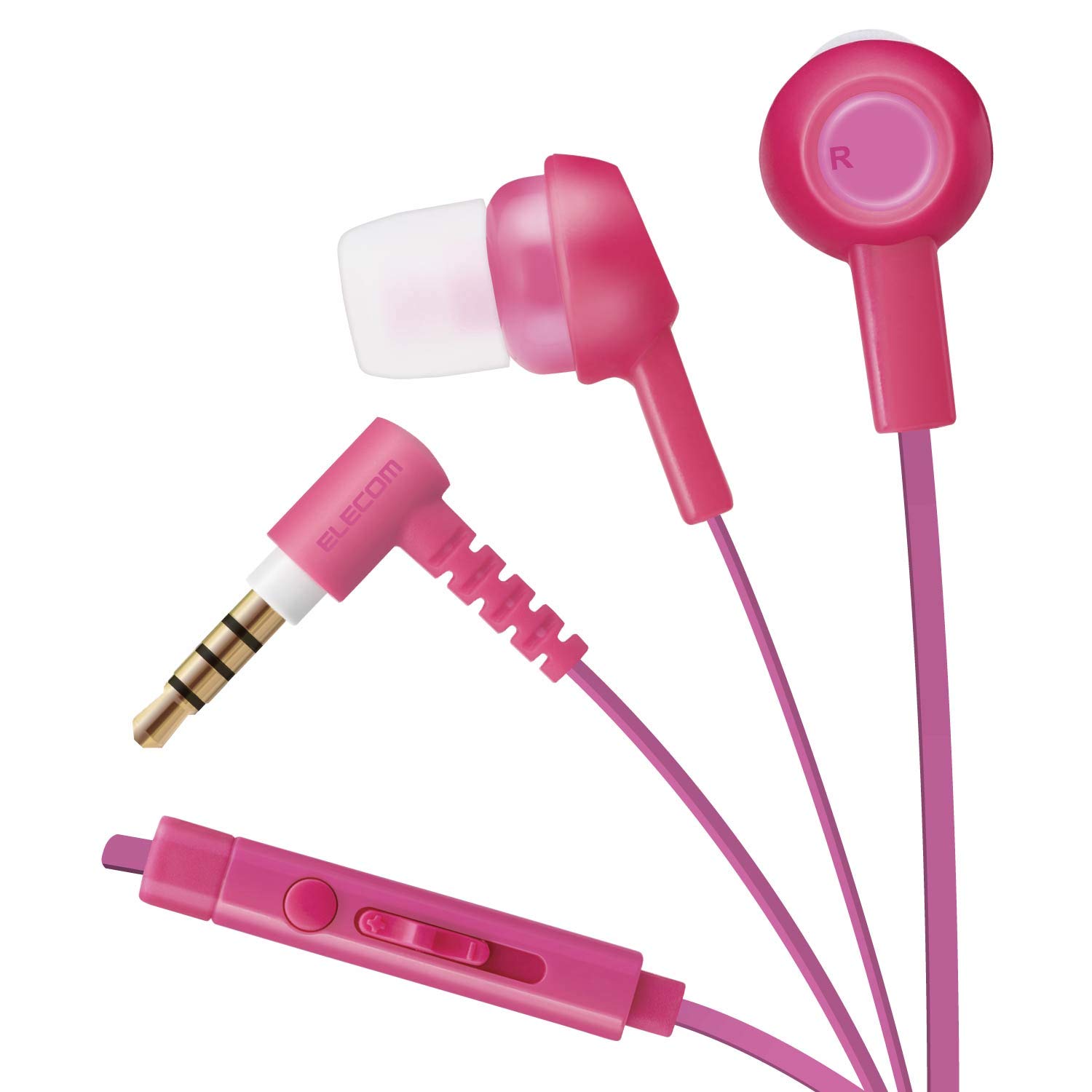 

ELECOM Stereo Earphones with Flat Cable to Prevent Compatible with Deep Pink Microphone, Tangle, 1.2m (Y Type) iPhone/Smartphone, 3.54 Pole,