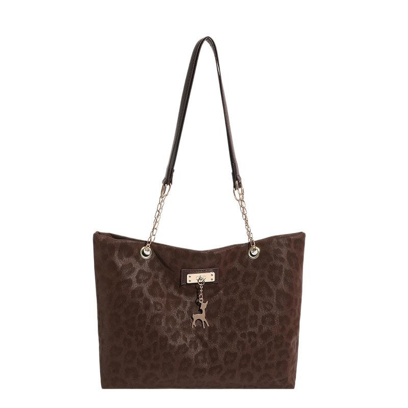 Leopard Print Tote Bag New Retro Fashion Large Capacity Stylish Versatile Simple Casual Shoulder Bag