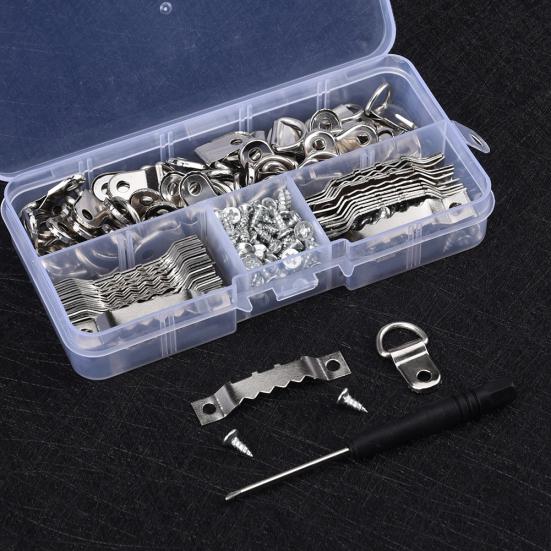 251Pcs/Set Sawtooth Hook Flat Screw D-Rings Picture Frame Hanger Mounting Kit