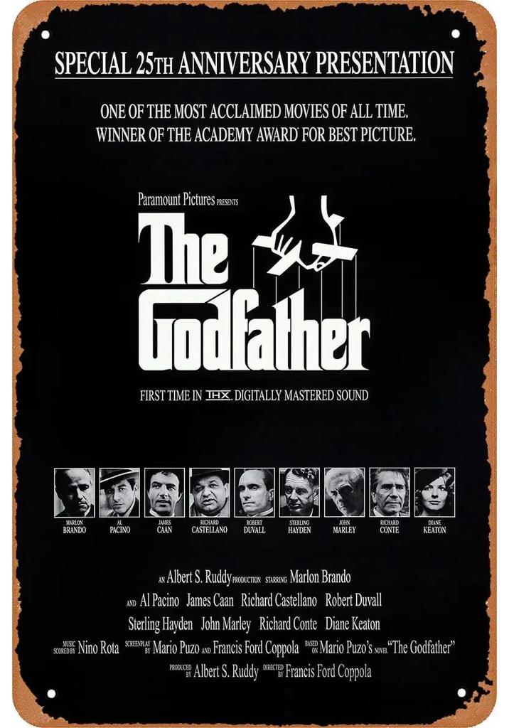 Retro Vintage Metal Tin Poster The Godfather Sign Plaque for Bar Club Home Wall Decor Classic Movie Wall Plate Pendant