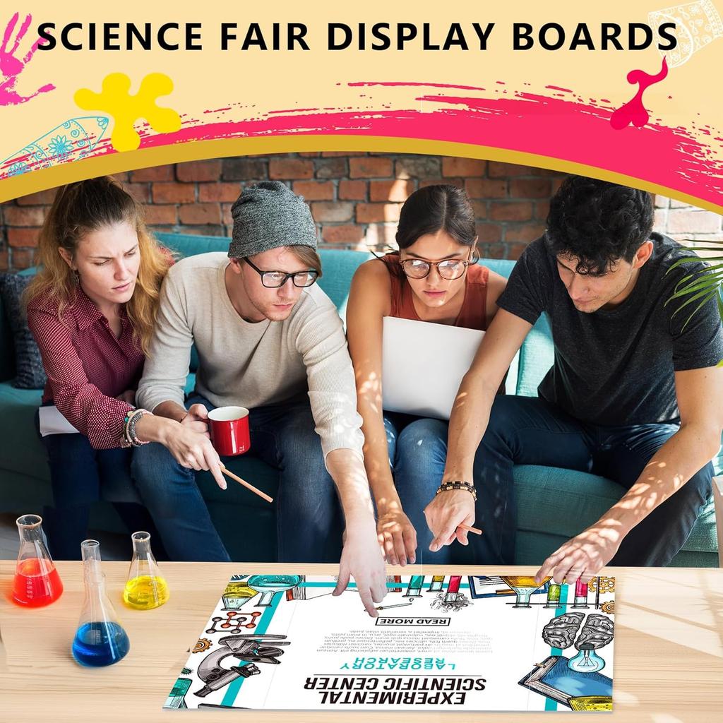 HAUTOCO 3 Pcs Small Trifold Poster Board 21 x 14 inches Tri Fold Presentation Boards White Corrugated Project Boards for Science Fair, School