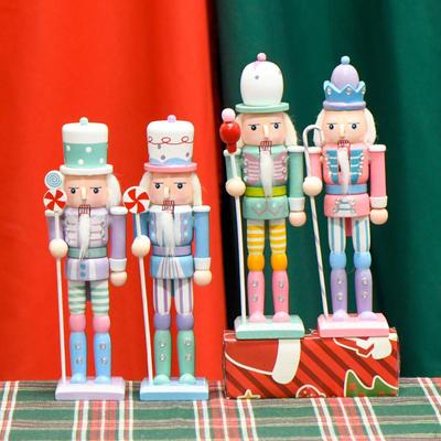 4x Christmas Nutcracker Wooden Figure Multicolor Collectibles Tree Ornament for