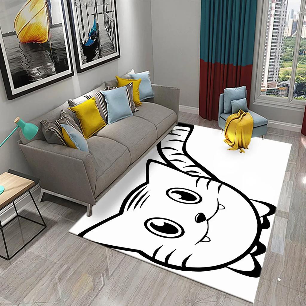 Cartoon Animal Cute Cat Pattern Carpet King Size Home Decor Bedroom Living Room Bathroom Household Floor Mat Non-slip Carpets