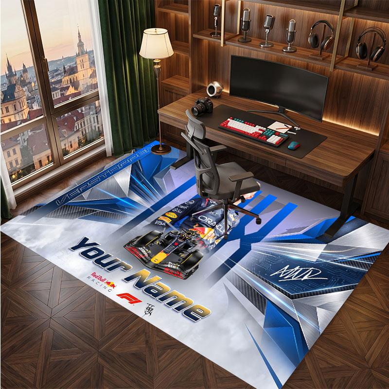 Max Verstappen Personalized Crystal Velvet Carpet, Customized Name Text Soft Anti‑Slip Rug for Living Room Bedroom