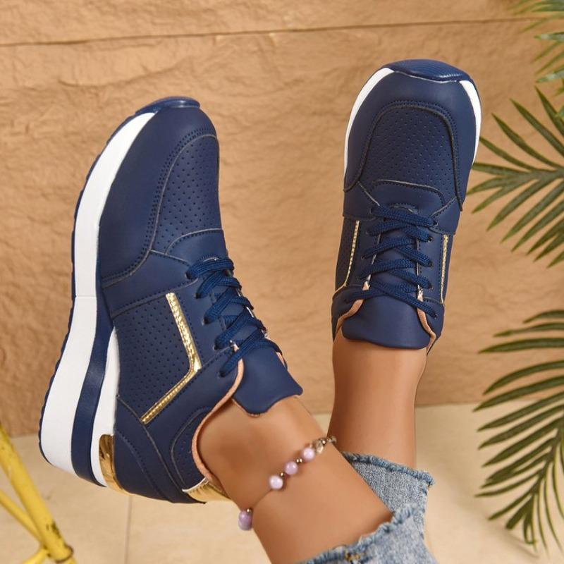 

Large size sports style lace-up low-top single shoes women s autumn new thick-soled wedge casual shoes wish Asia 43