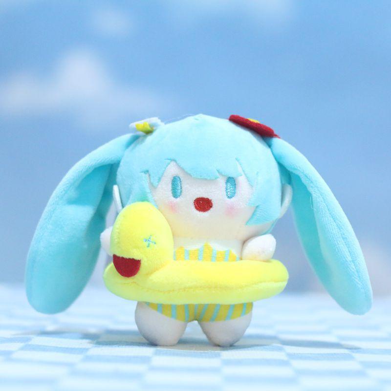 Hatsune Miku Duck Swimming Doll Kawaii Q Version Doll Animation Peripheral Key Chain Bag Pendant Toy Series Model Ornament Gift