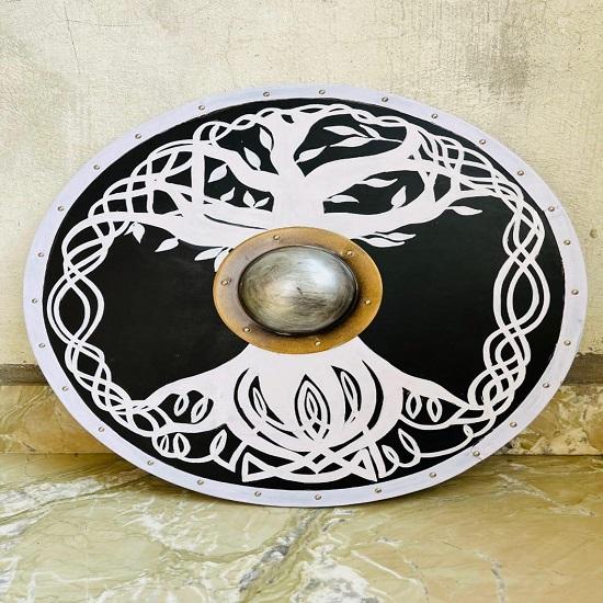 

Щит викинга Иггдрасиль Древо Жизни Скандинавский Деревянный Щит Средневековый Поношенный в Бою Щит Воина-Викинга Щит Вальгаллы