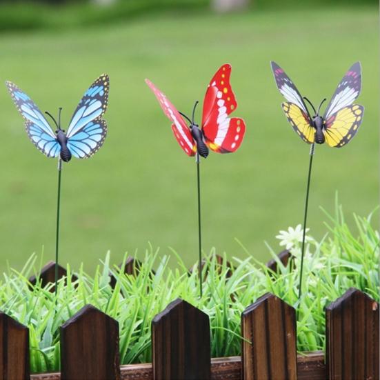 15Pcs Artificial Simulation Butterfly Stakes Garden Yard Plant Lawn Decoration