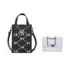 New MLB Monogram Collection Polyester Portable One Shoulder Crossbody Cell Phone Pouch Small Size Women's Black 3ACRH012N-50BKS