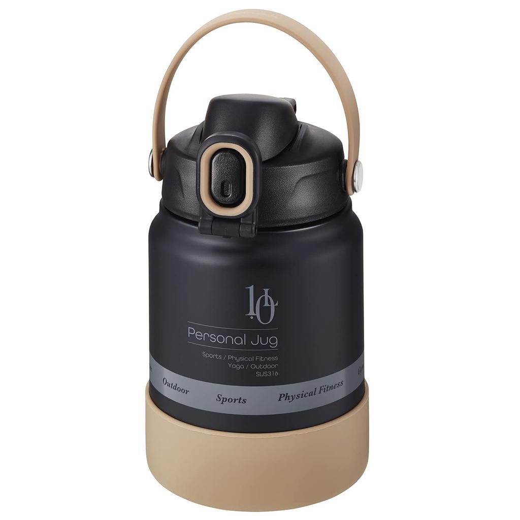Peacock Vacuum Bottle Industry Stainless Steel Sports Drink Jug, 1.0L, Matte Black, AJG-MA100, Personal Jug