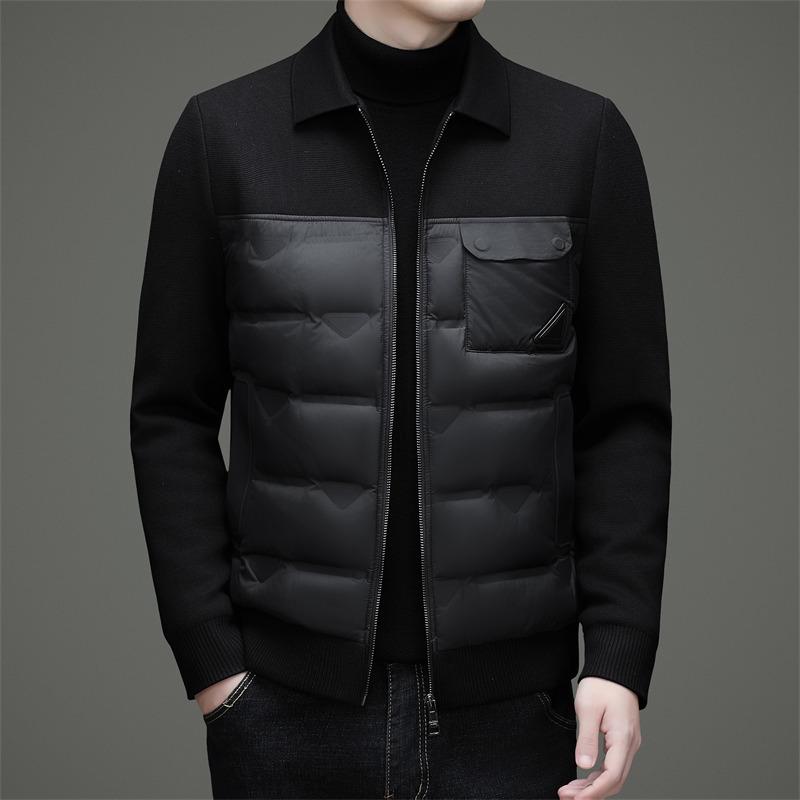 

Men s Patchwork Knitted Down Jacket - 2025 Winter Fashion, Casual & Warm with Zipper L