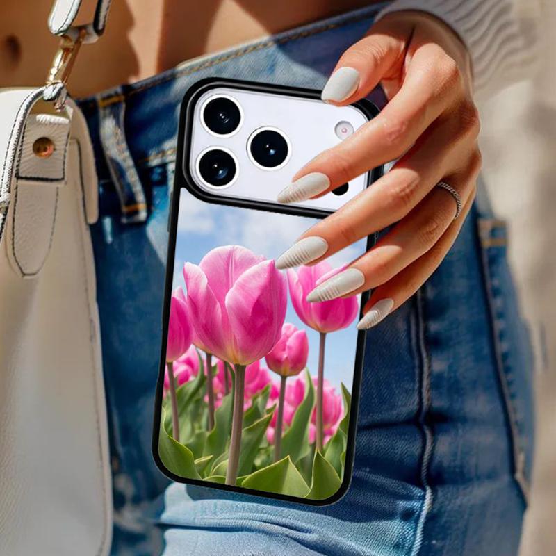 Spring Tulips Flower Phone Case For iPhone 17 Air 14 15 13 12 Max Cover For Apple 16e 11 Pro Max Plus Coque