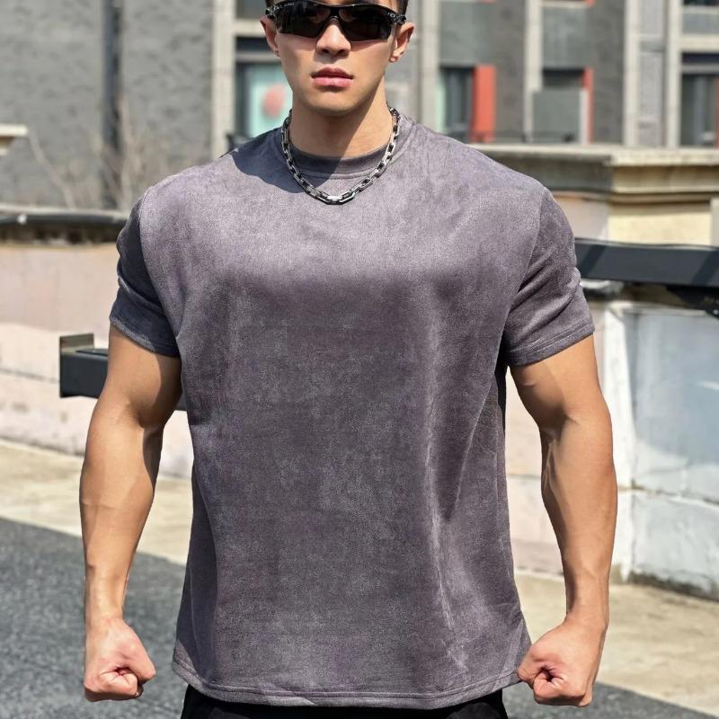 Summer Men's Solid Color Crew Neck Loose Short Sleeve T Shirt