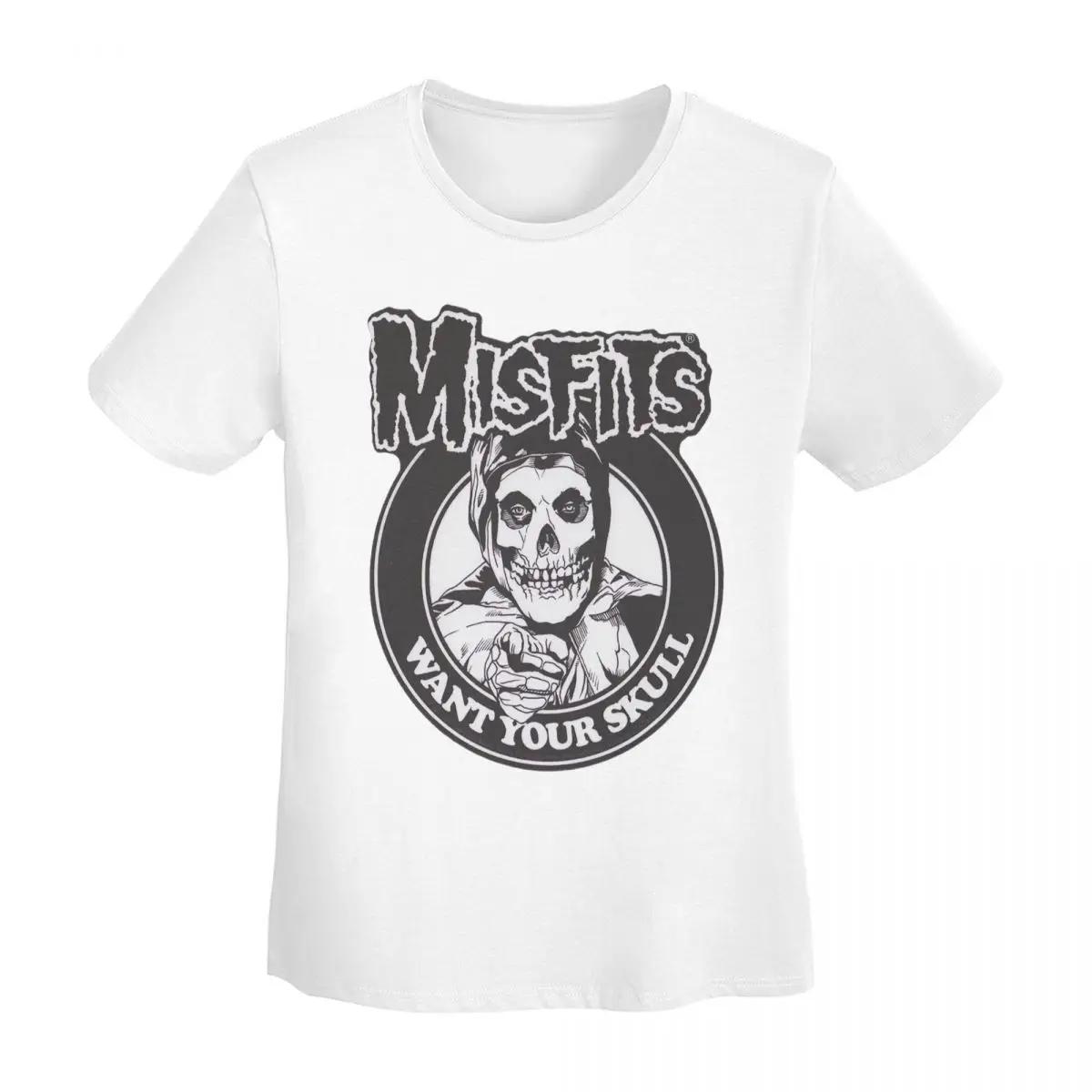 

Misfits Skull TShirt Women Short Sleeve T Shirts ONeck Clothes Cotton Summer Tees Streetwear S