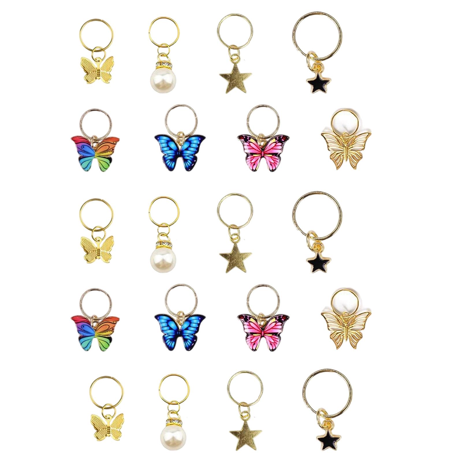 

20 шт. Красочные бабочки украшения для волос металлические кольца для дредов женские косички бабочки ювелирные аксессуары для женщин