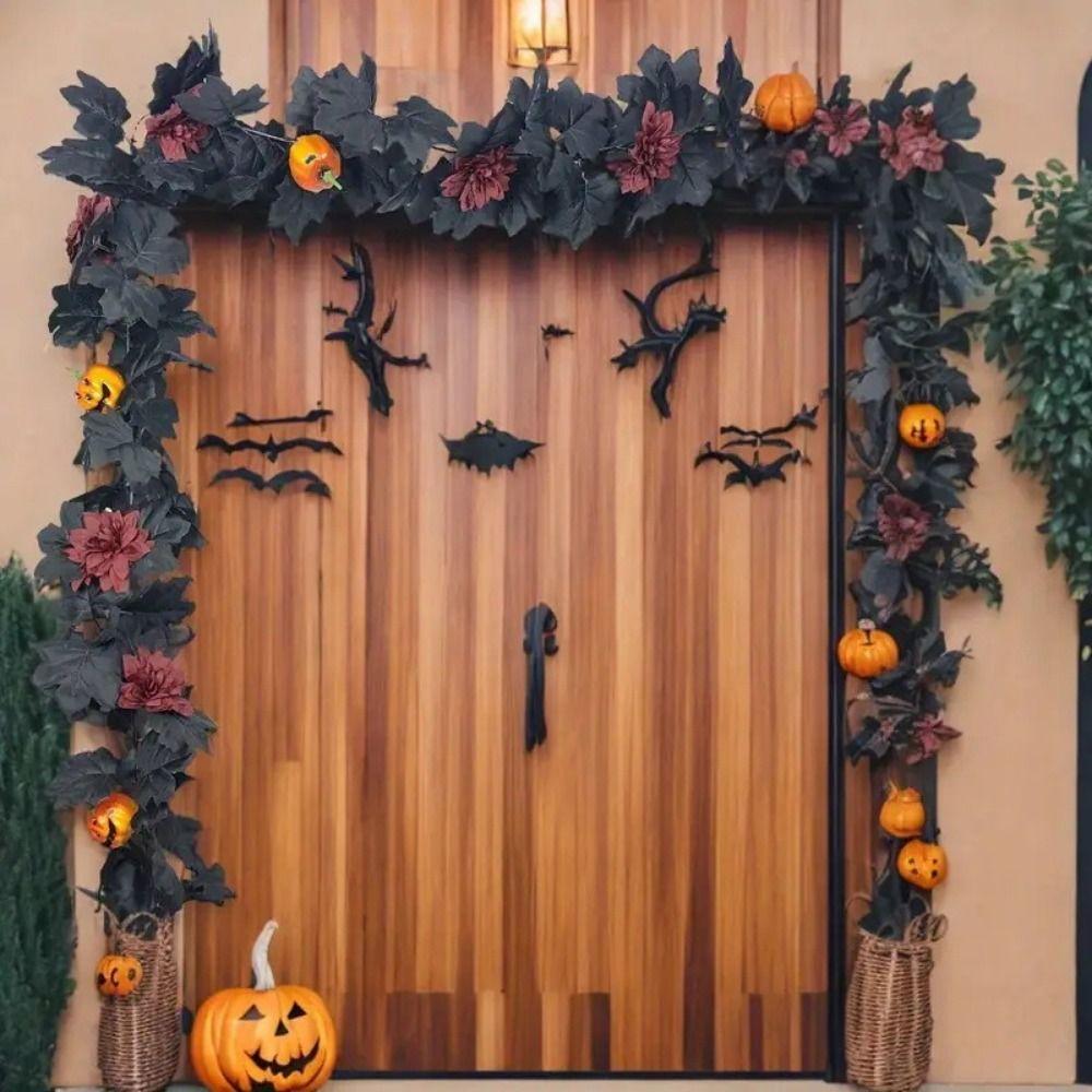 Silk Halloween Leaf Vines Plastic Artificial Hanging Vine Garland Front Door Decor