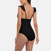 CHARMLEAKS Ruffle One Piece Swimsuits for Women Solid V Neck Ruched High Cut Leg Monokini Bathing Suits Swimwear