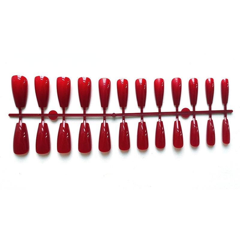 24pcs/set DIY Quick Nails Solid Color Glossy Long Ballet False Nails Multicolor Strips Finished Wear Nail Art