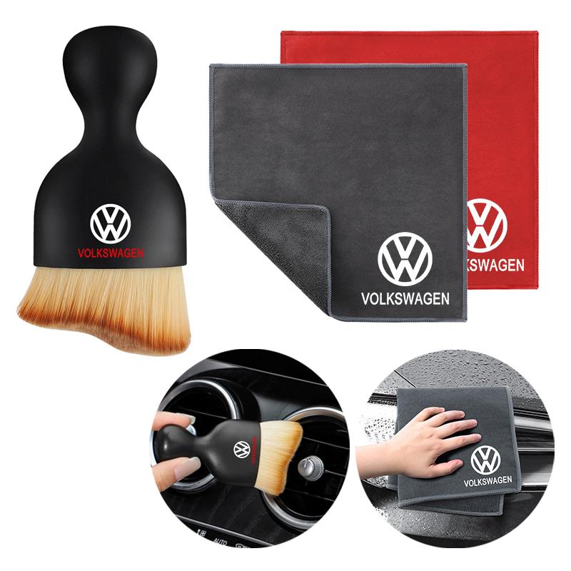 2026 Hot For VW VOLKSWAGEN Car Wash Microfiber Towel + Car Dust Brush Cleaning Brush for Volkswagen VW GOLF Polo TOURAN CADDY PA