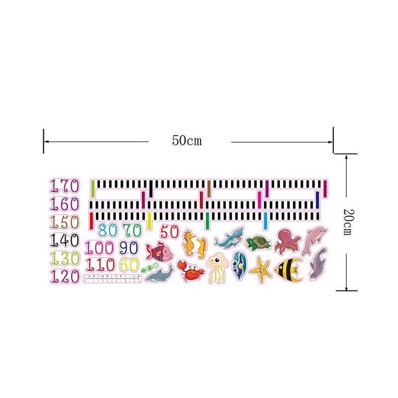Heart Wall Sticker Baby Growth Chart Under Sea Animal Height Measure Decal