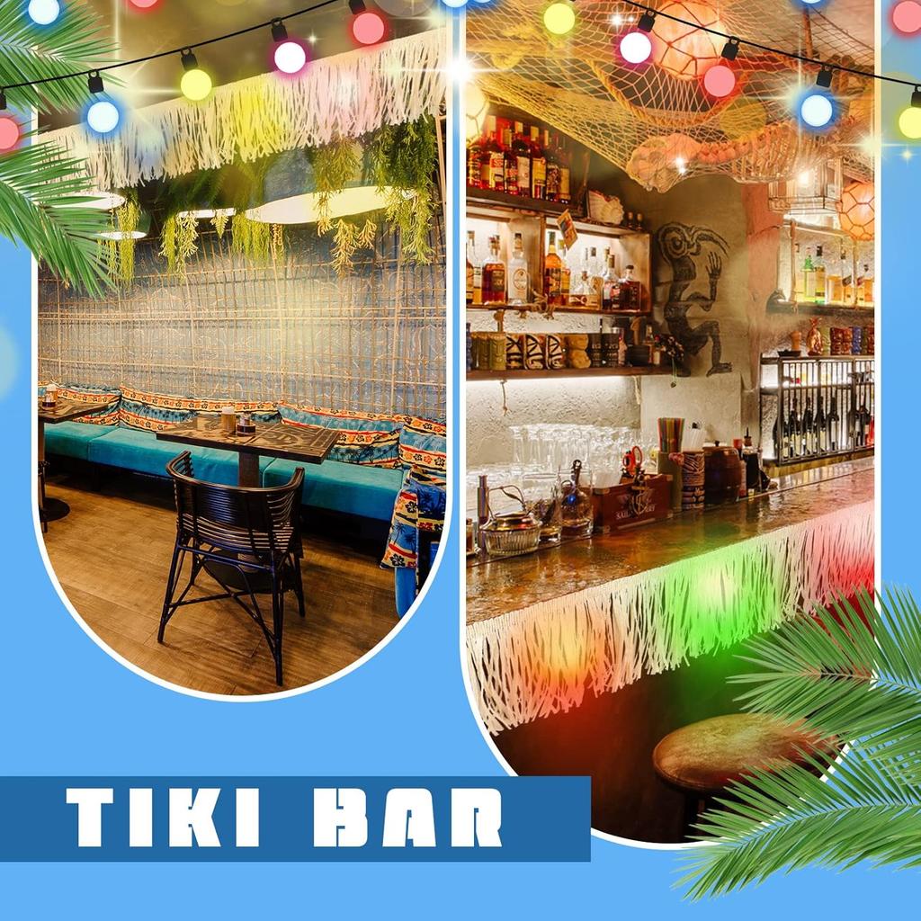 Hawaiian Luau Grass Raffia Fringe Banner Tropical Table Skirt Raffia Tiki Party Decorations Grass Skirt Table Fringe Summer Deck Skirting for