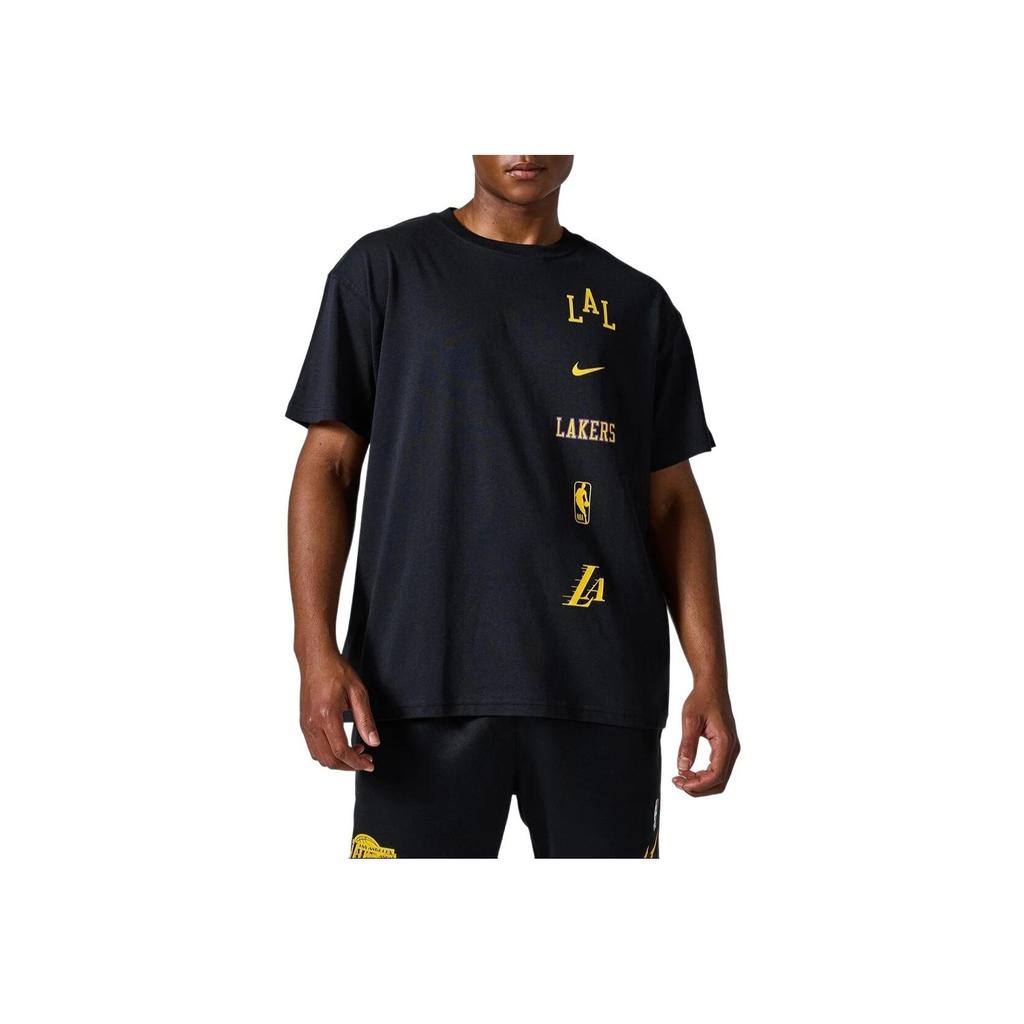 Nike Letter Pattern Printed Round Neck Short Sleeve T-Shirt City Edition 2023/24 Season Los Angeles Lakers Men T-Shirts Black FN2024-010