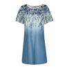 Women's Fashion Casual Floral Print Dress Round Neck Short Sleeves Miniskirt