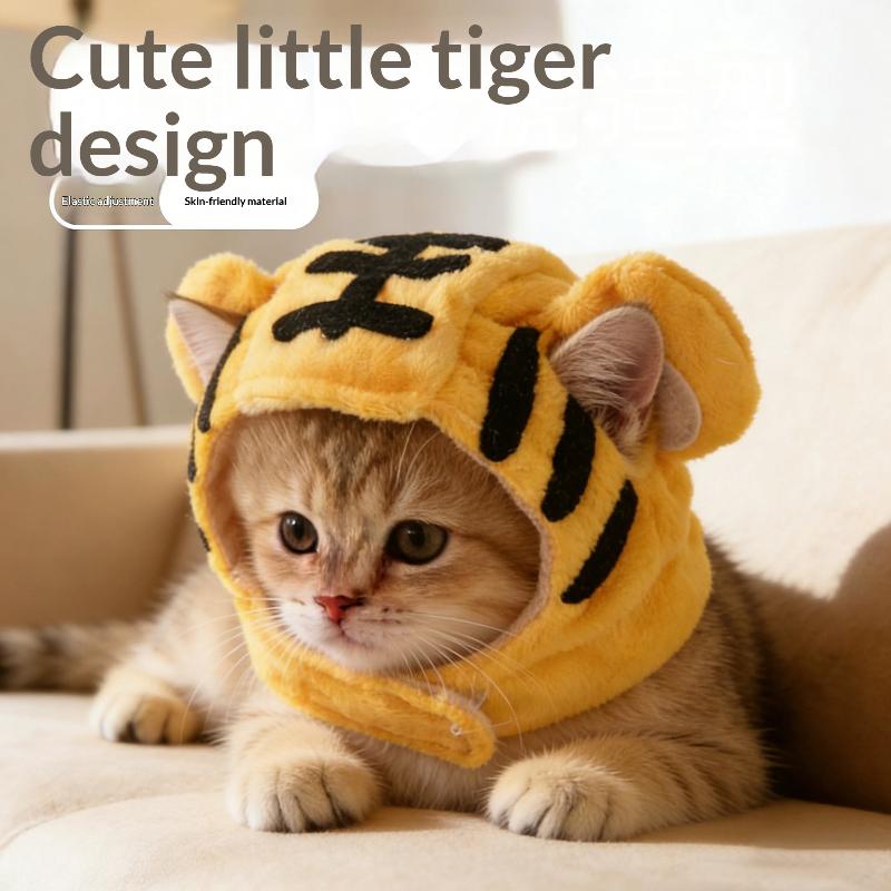Cute Tiger Fruit Cat Plush Hat Cat Puppy Cosplay Costume Pet Accessories Adjustable Comfortable Warm Headdress Pet Headwear