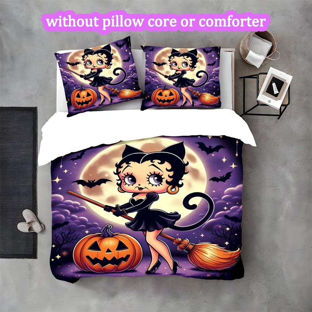 3pcs Duvet Cover Set, Betty Boop Digital Print Bedding Set, Soft Comfortable Bedclothes For Bedroom, Guest Room