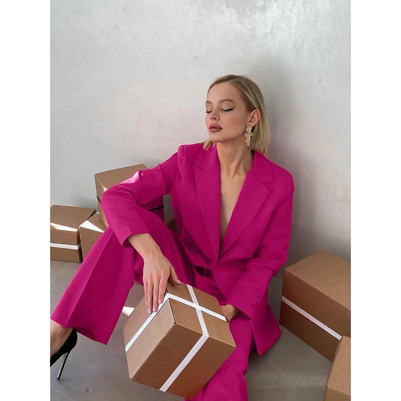 

Модный стильный костюм пэчворк с перьями, брючный костюм, костюм-двойка с длинными брюками Pink S