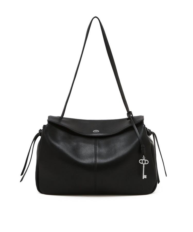 Athe Vanessabruno [Demain] Black Leather Deman Shoulder Bag L Aaba6F285Bk
