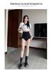 2025 Summer High-Waist Irregular Design Black A-Line Women's Casual Shorts