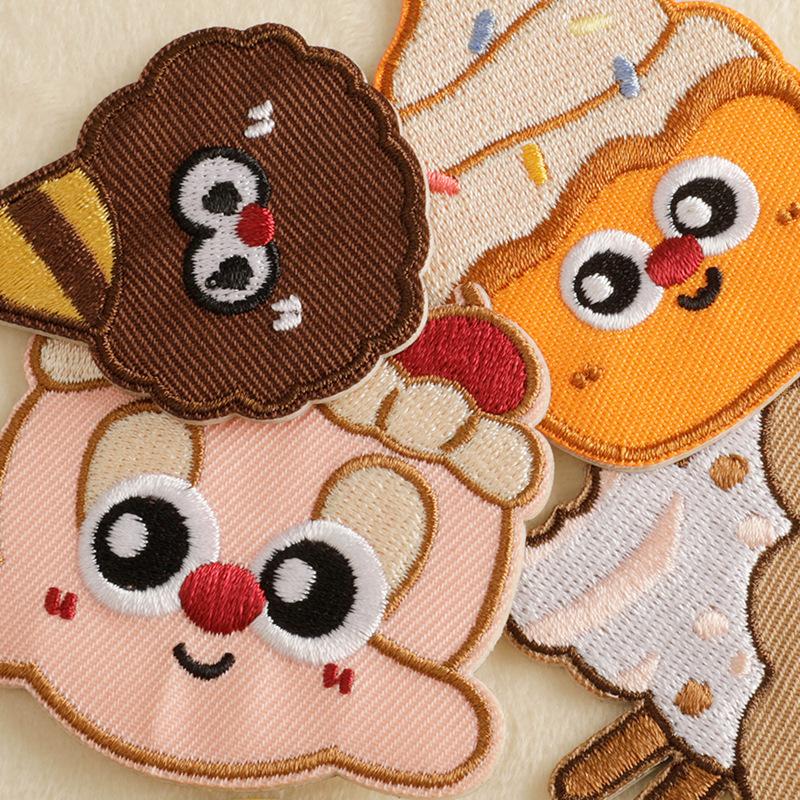Embroidery Label Self-adhesive Patch Sticker Cartoon Food Series Original Cloth Label Clothing Accessories DIY Embroidery Sticker Cloth Sticker