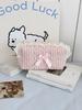 Pink and blue striped, high-appearance, sweet and fresh ins-style student girl clutch bag with sweet lace storage pouch