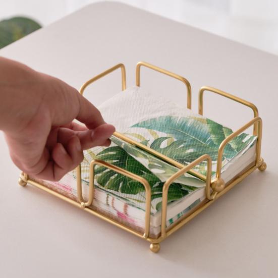 Napkin Holder for Table Flat Napkin Dispenser with Weighted Arm Square Cocktail Paper Holder for Kitchen Dining Room Restaurant Decor